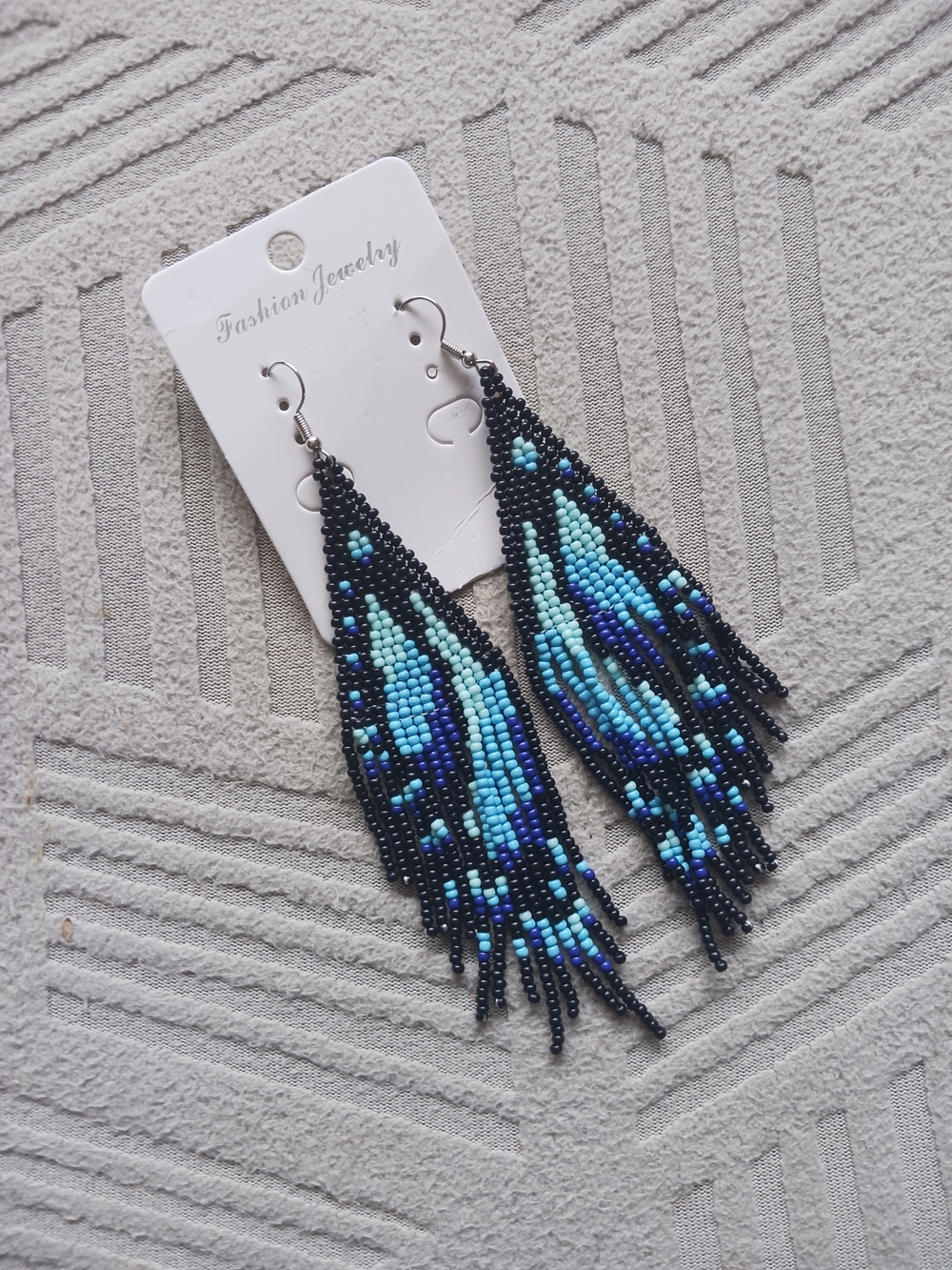 Beaded Fringe Butterfly Wing Earrings